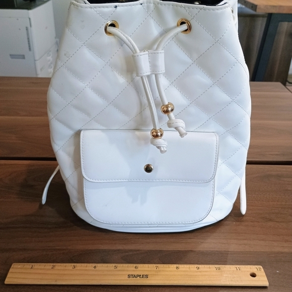 Handbags - White Quilted Backpack